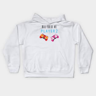 will you be my player 2 - black text Kids Hoodie